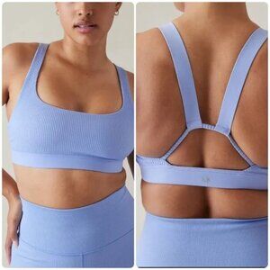 Athleta Light Blue Exhale‎ Ribbed Sports Bra